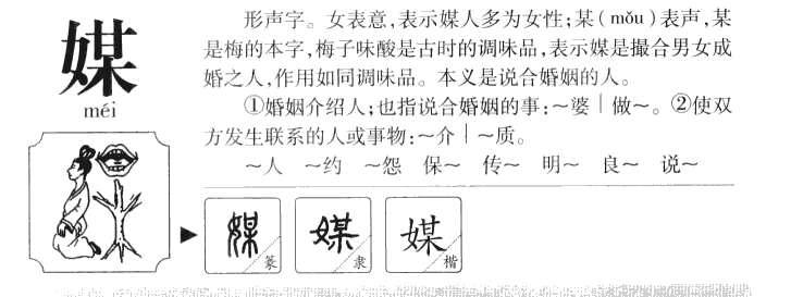 媒字字源字典