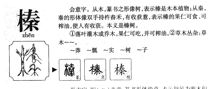 榛字字源字典