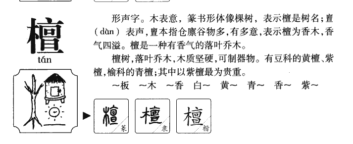檀字字源字典
