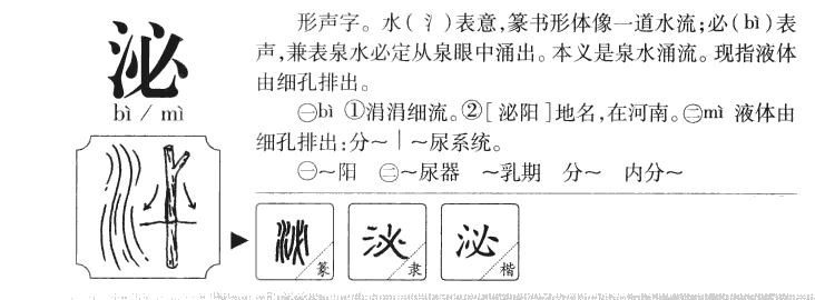 泌字字源字典