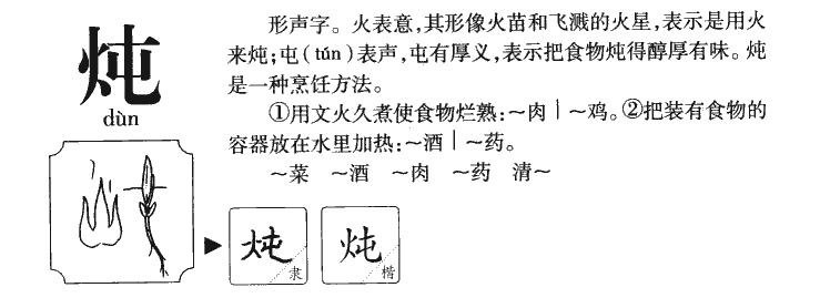 炖字字源字典