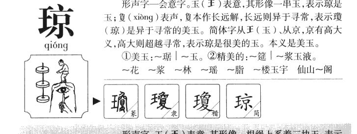 琼字字源字典