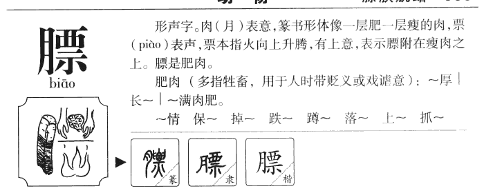 膘字字源字典