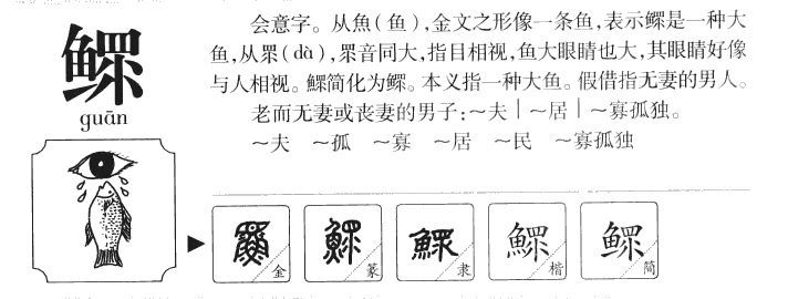 鳏字字源字典